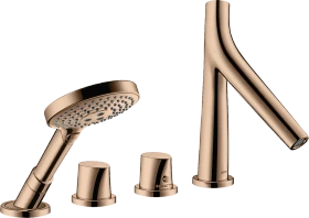 Hansgrohe Axor Starck Organic 4-Loch Fliesenrandarmatur mit Thermostat polished red gold