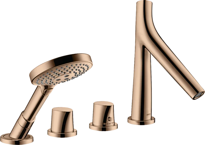 Hansgrohe Axor Starck Organic 4-Loch Fliesenrandarmatur mit Thermostat polished red gold