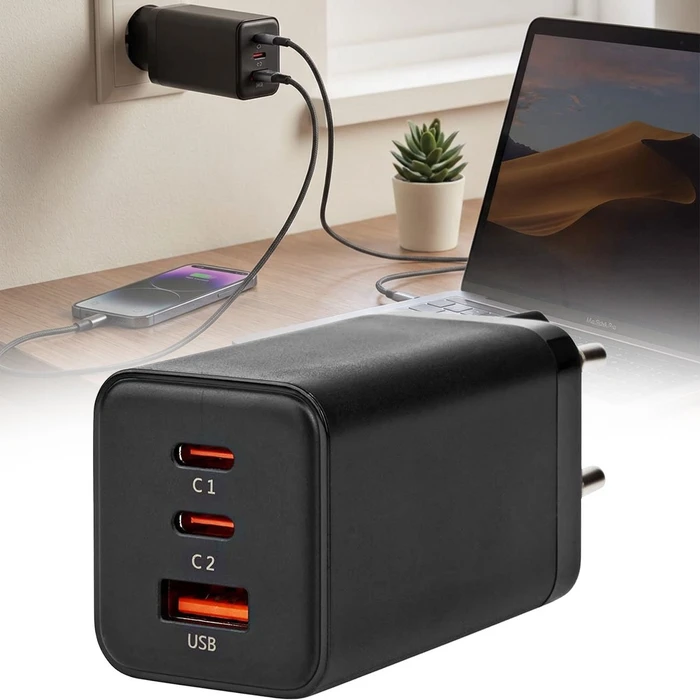 Nedis Netzladegerät 65W GaN Schnellladefunktion 3x USB-A/2x USB-C schwarz