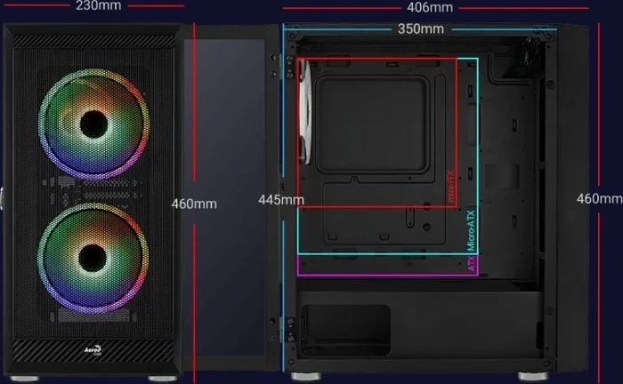 AeroCool Graphite ARGB, Glasfenster