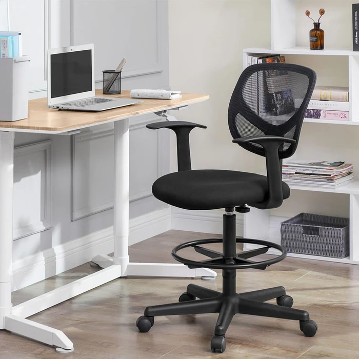 Songmics Ergonomischer Bürostuhl mit Armlehnen, schwarz