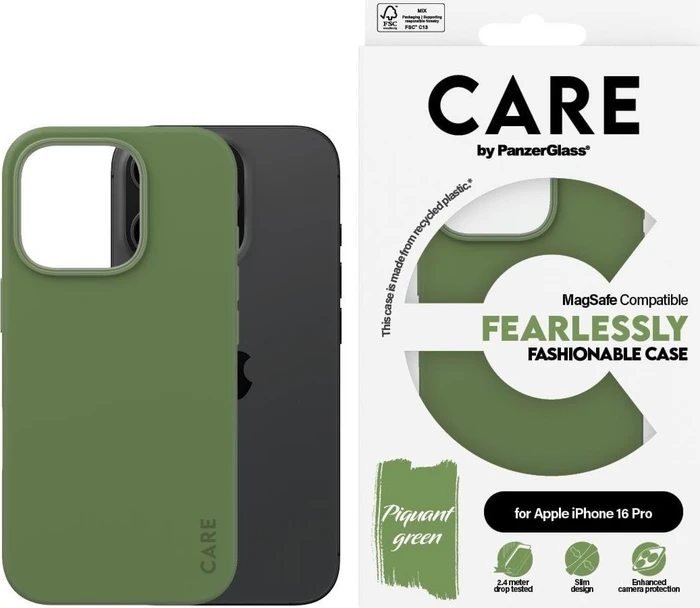 PanzerGlass Care Fashionable Case MagSafe für Apple iPhone 16 Pro Piquant Green