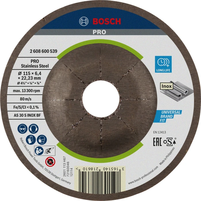 Bosch Professional AS 30 S INOX BF Expert for Inox Schleifscheibe, 115x6x22.23mm, 1 Stück