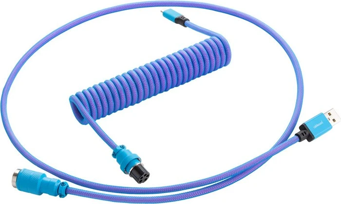 CableMod Pro Coiled Keyboard Cable USB Micro-B auf USB-A, Tastaturkabel (Spiral-Textilkabel), 1.5m, Galaxy Blue