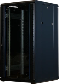 Rockstable 19" Serverschrank 22HE, Sicherheitsglastür, IP2X, schwarz, 600mm tief