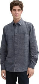 Tom Tailor Regular Fit Turn-up-Funktion Hemd langarm navy white/fil a fil/dobby (Herren)