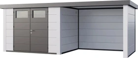 Telluria Classico 3024 Gerätehaus inkl. Anbau 2.84m rechts weiß/grau