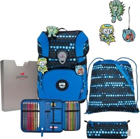 DerDieDas ErgoFlex Tiny Exklusiv Superflash Blue Robot Schultaschen-Set, 5-tlg.