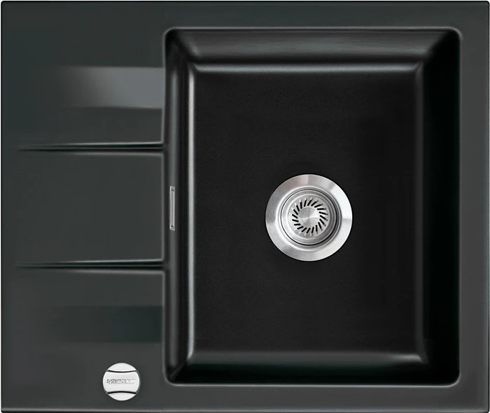 systemceram Genea 60 F Einbau Becken reversibel mit Ablauffernbedienung nero