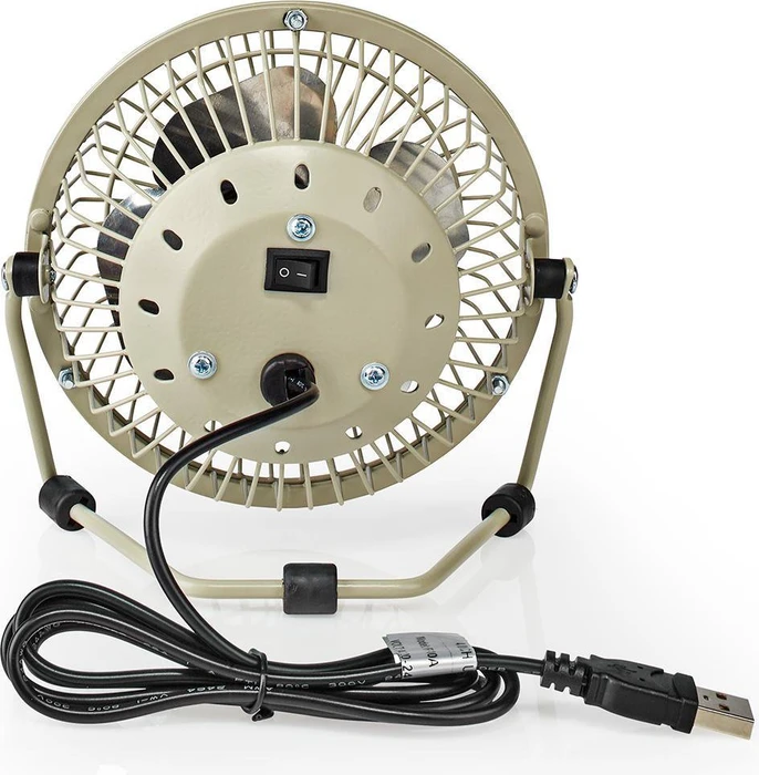 Nedis FNDK1GY10 USB Mini Tischventilator aus Metall 10cm grau