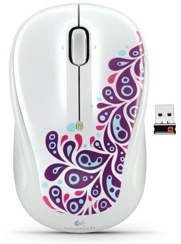 Logitech M325 Wireless Mouse White Paisley, USB