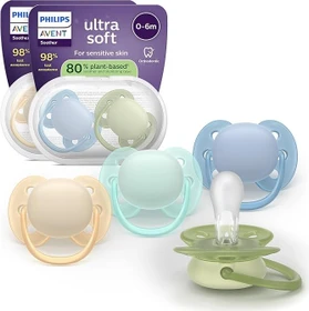Philips Avent SCF091/50 ultra soft Beruhigungsschnuller, 0-6M, Silikon, grün/orange, 2 Stück