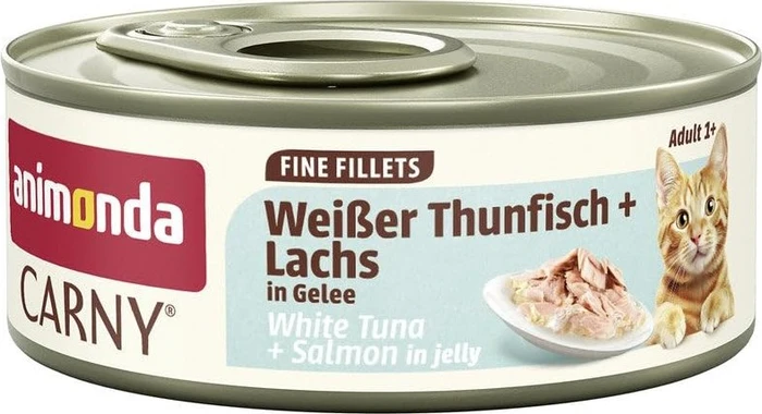 animonda Carny Adult Fine Fillets, mit Weißer Thunfisch und Lachs in Gelee, 720g (12x 60g)