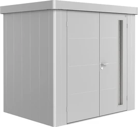 Biohort Neo 1B Gerätehaus mit Doppeltür silber-metallic