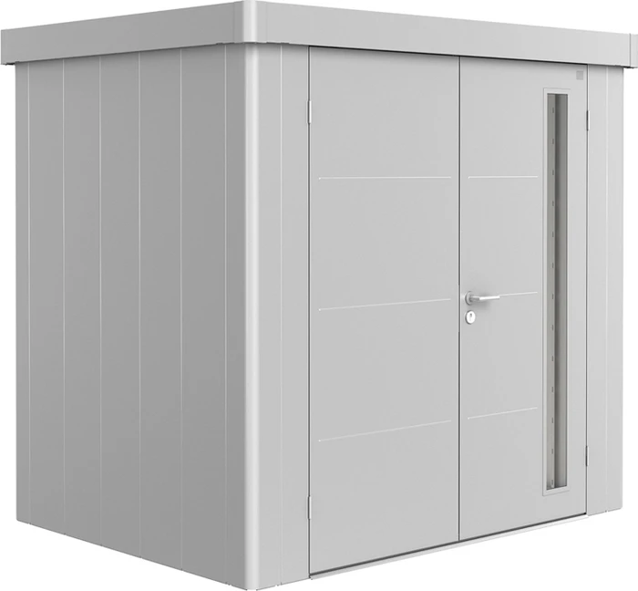 Biohort Neo 1B Gerätehaus mit Doppeltür silber-metallic