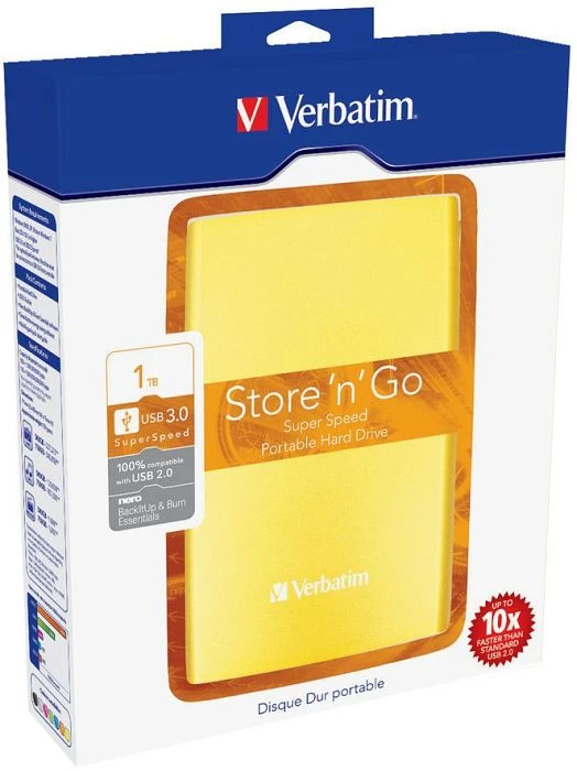 Verbatim Portable Colour Edition, gelb, 1TB, USB 3.0 Micro-B
