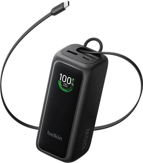 Belkin UltraCharge Powerbank 22K mit einziehbarem Kabel schwarz