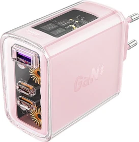Acefast Fast Charge Wall Charger A45 PD65W GaN rosa