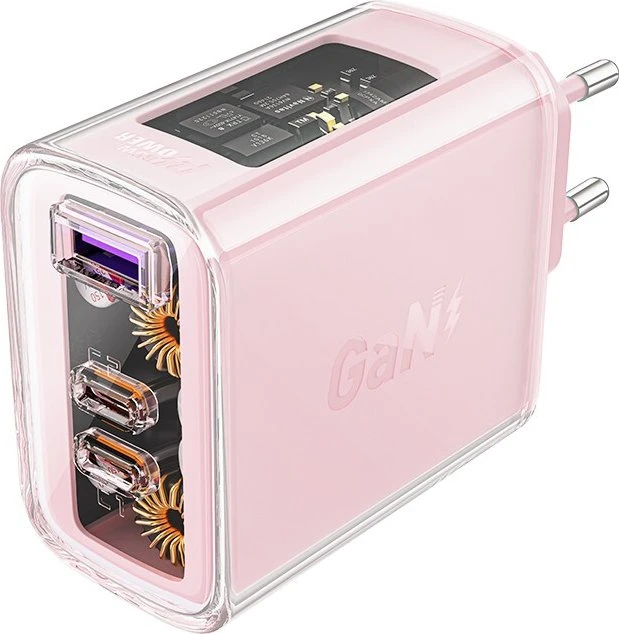 Acefast Fast Charge Wall Charger A45 PD65W GaN rosa