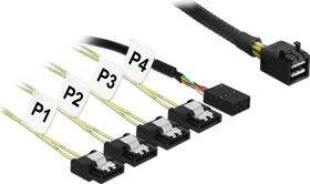 DeLOCK mini SAS HD [SFF-8643] auf 4x SATA gewinkelt mit 1x Sideband, 1m (83322)