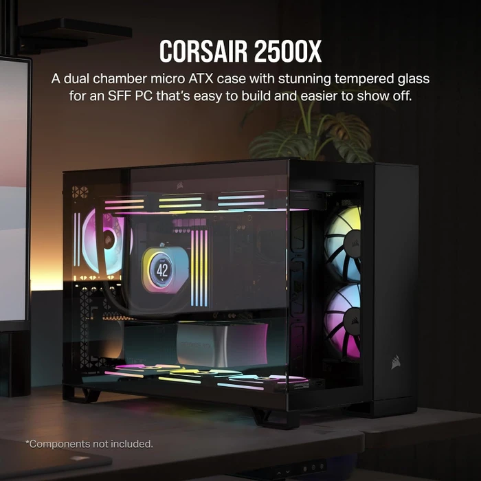 Corsair 2500X RGB, schwarz, Glasfenster