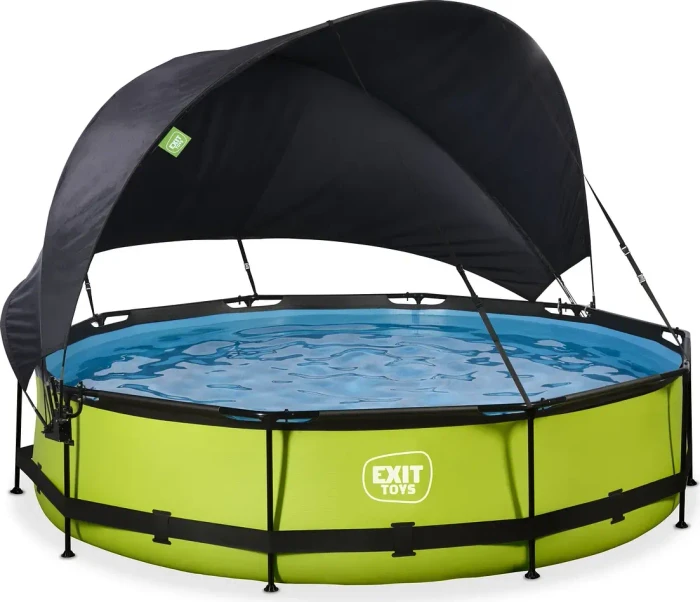 Exit Toys Lime Frame Pool mit Filterpumpe und Sonnenschutz rund 360x75cm