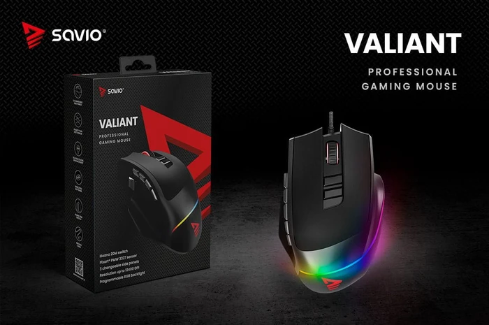 Savio Valiant RGB Gaming Mouse schwarz, USB