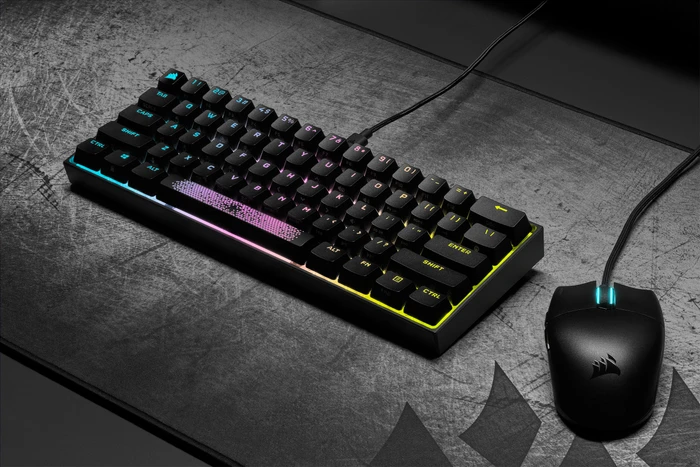 Corsair Gaming K65 RGB Mini, 60%, schwarz, MX SPEED RGB Silver, USB, DE