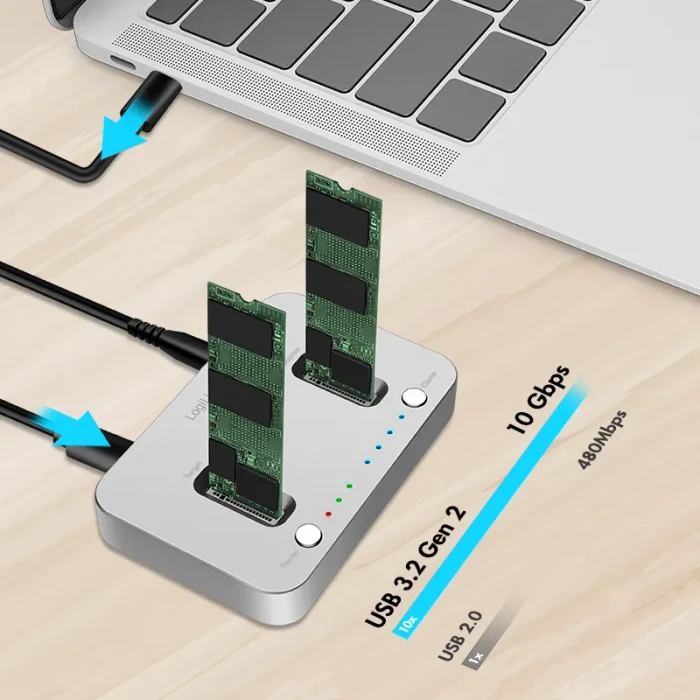 LogiLink M.2 NVMe Dual-Dockingstation mit Klonfunktion, USB-C 3.1 [Buchse]