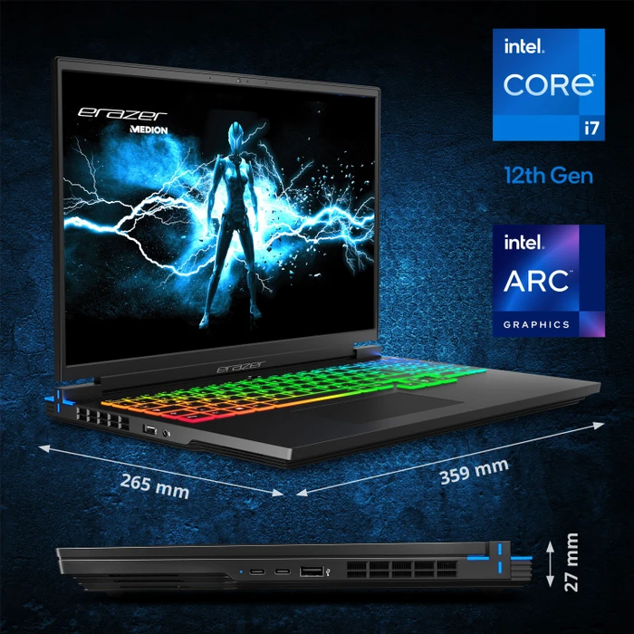 Medion Erazer Major X10, Core i7-12700H, 32GB RAM, 1TB SSD, Arc A730M Graphics, DE
