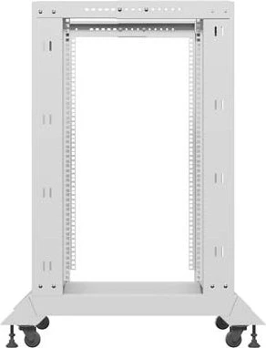 Lanberg Open Rack Series 19" Open Frame Rack 18HE, 4-Pfosten, mit Rollen, Flat Pack, tiefenverstellbar, 430-590mm, RAL 7035, 800mm tief