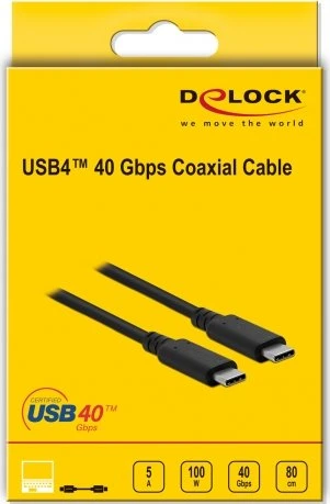 DeLOCK USB4 40 Gbps Kabel koaxial, PowerDelivery, 0.8m
