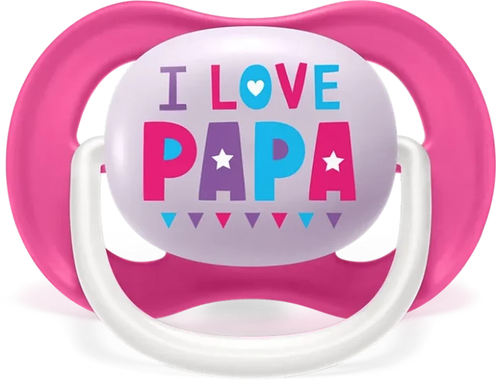 Philips Avent SCF080/04 Ultra Air Beruhigungsschnuller, 0-6M, Silikon, i love papa/ballon, 2 Stück