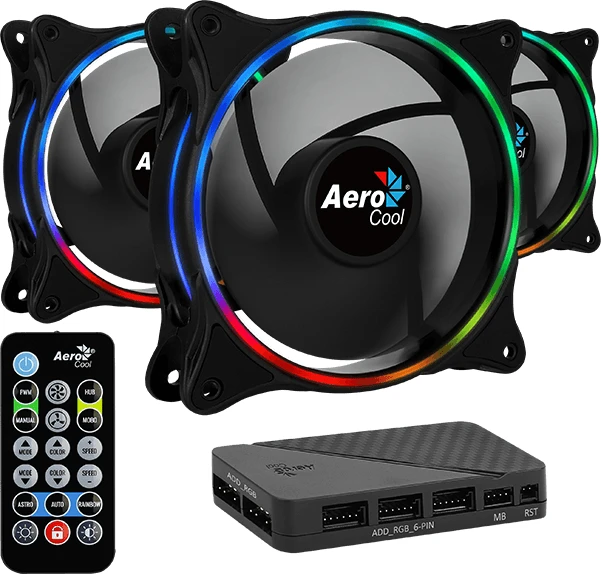 AeroCool Eclipse 12 Pro ARGB, LED-Steuerung, Fernbedienung, Lüftersteuerung, 120mm, 3er-Pack