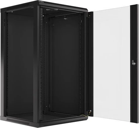 Lanberg 19" Wandschrank 22HE, hängend, Flat Pack, Glastür, IP20, RAL 9004, 600mm tief