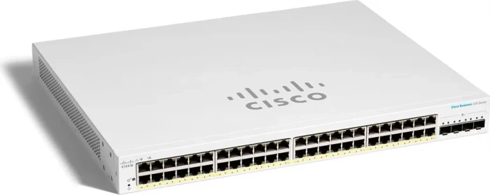 Cisco Business 220 Rackmount Gigabit Smart Switch, 48x RJ-45, 4x SFP, 382W PoE+