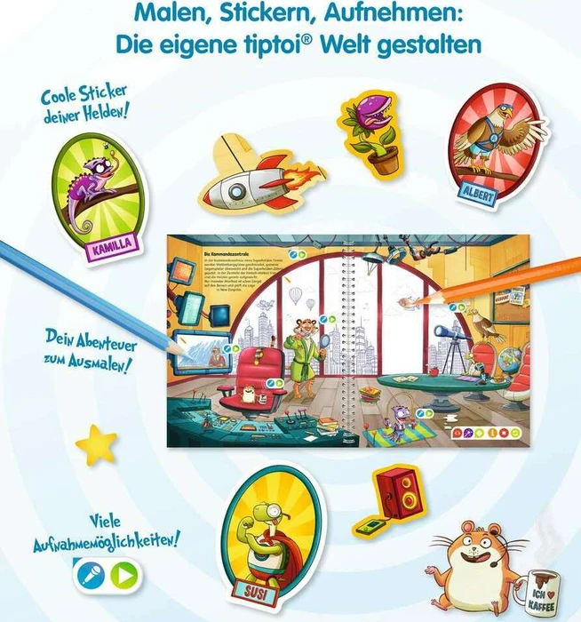 Ravensburger tiptoi Buch: Create: Malen Stickern Aufnehmen: Superhelden