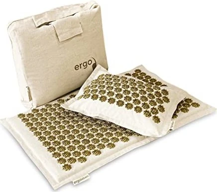 Ergoleben Premium Akupressurmatte Massagematte mit Massagekissen braun