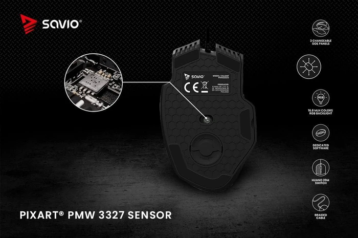 Savio Valiant RGB Gaming Mouse schwarz, USB