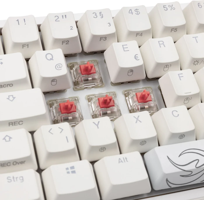 Ducky One 2 Pro Mini, PBT, weiß, LEDs RGB, MX SILENT RGB RED, USB, DE