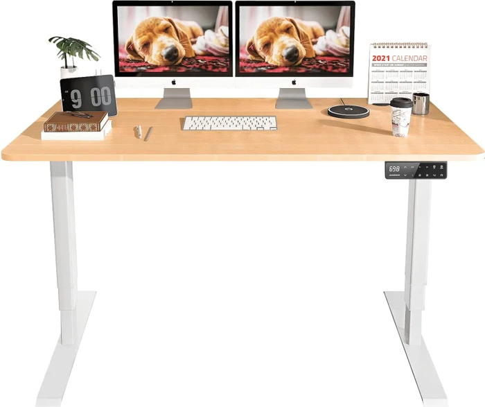 Maidesite S2 Pro Plus elektrisch höhenverstellbarer Sitz-Steh-Schreibtisch 160x80cm Eiche/weiß