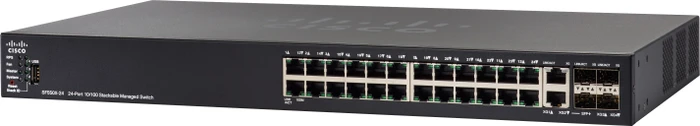 Cisco SF550X Rackmount Managed Switch, 24x RJ-45, 2x SFP+, 2x RJ-45/SFP+, 195W UPoE
