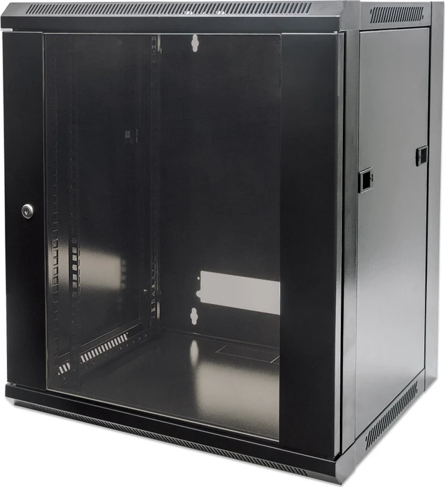 Intellinet Wandschrank 12HE, Sicherheitsglastür, schwarz, 450mm tief