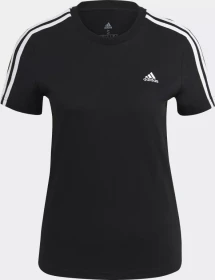 adidas Loungewear Essentials Slim 3 Streifen T-Shirt kurzarm schwarz/weiß (Damen)