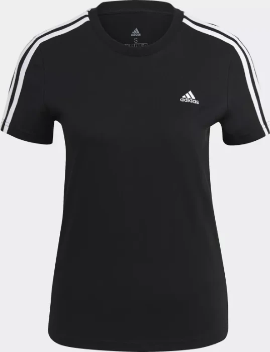 adidas Loungewear Essentials Slim 3 Streifen T-Shirt kurzarm schwarz/weiß (Damen)