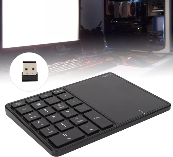 Zunate Wireless Numeric Keypad with Touchpad, schwarz, Bluetooth