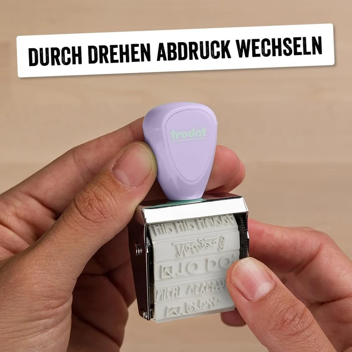 trodat Creative Mini Handstempel mit 12 Abdrucken "Bullet Journal" inkl. 3-farbigem Kissen, 30x5mm, pastell lila, 2er-Set