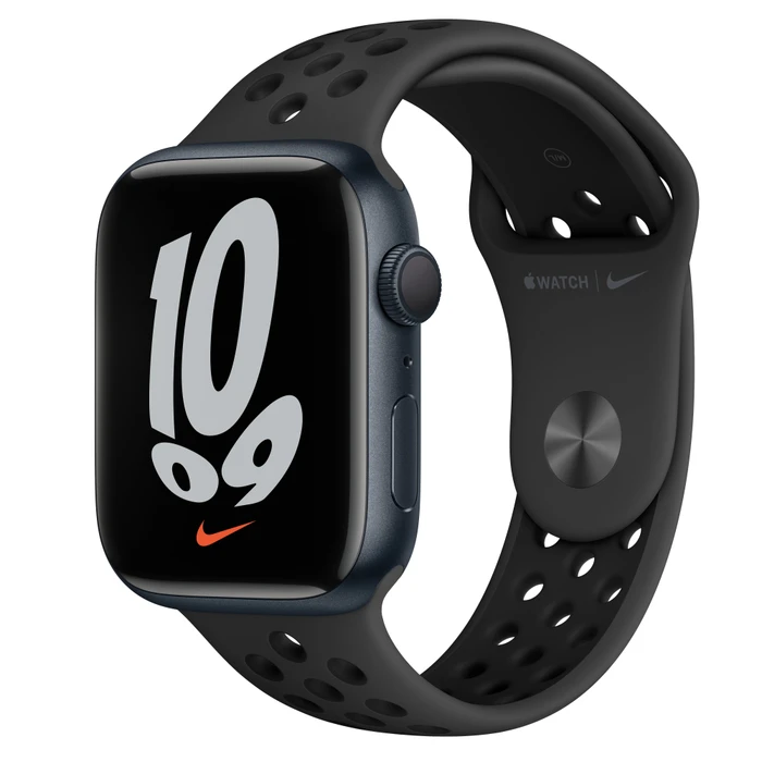 Apple Watch Nike Series 7 (GPS) 45mm Aluminium Mitternacht mit Sportarmband anthrazit/Schwarz