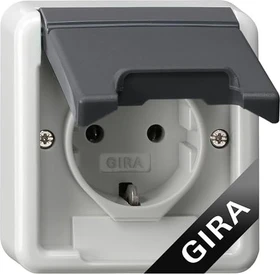 Gira SCHUKO-Steckdose 16A 250V mit Klappdeckel, grau