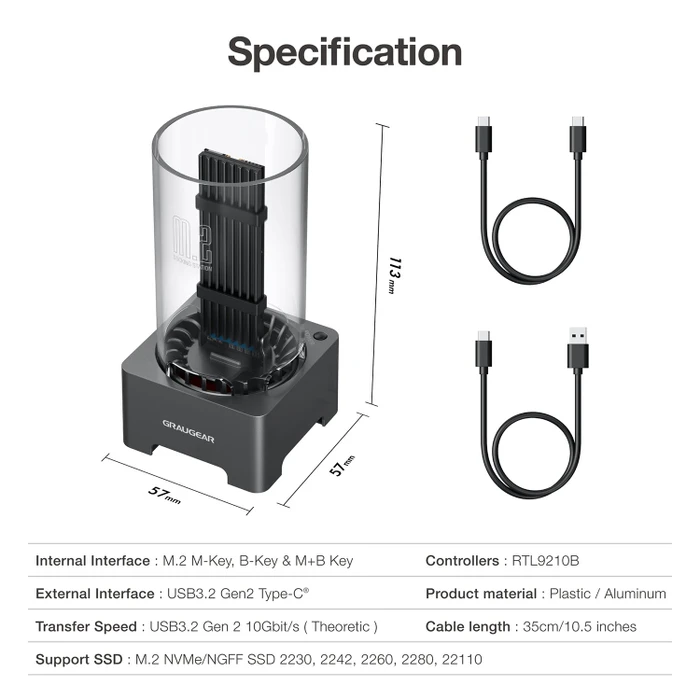 Graugear G-M2DK-AC-10G, M.2 NVMe Dockingstation, USB-C 3.1